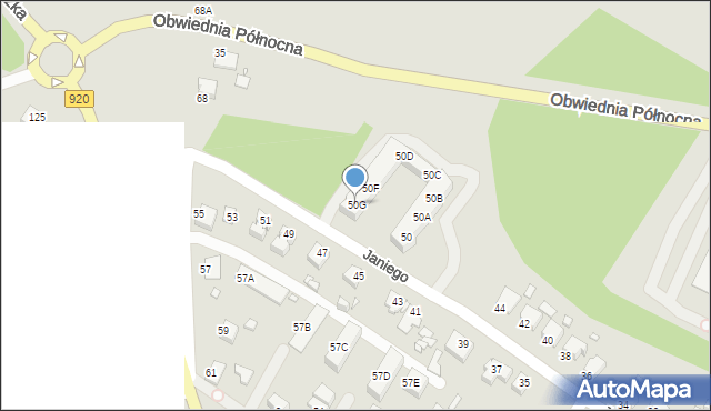 Rybnik, Janiego Leopolda, kpt., 50G, mapa Rybnika