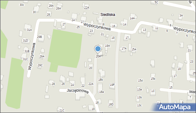 Rybnik, Jarzębinowa, 20A, mapa Rybnika