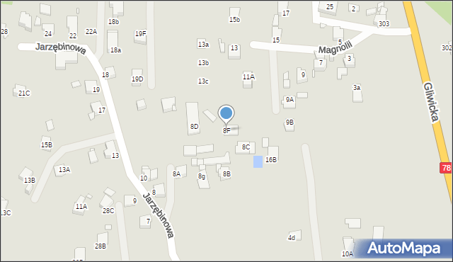 Rybnik, Jarzębinowa, 8F, mapa Rybnika