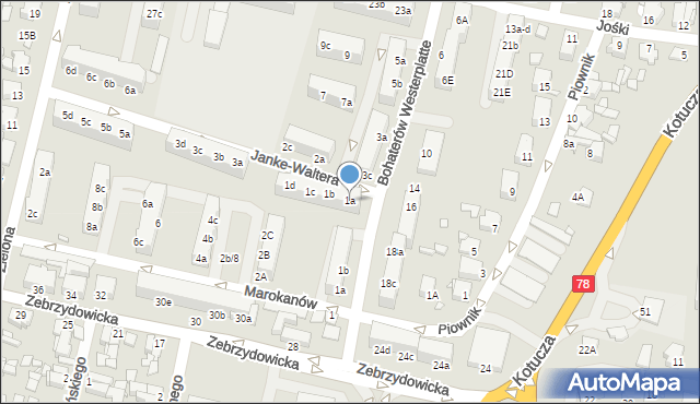 Rybnik, Janke-Waltera Zygmunta, gen., 1a, mapa Rybnika