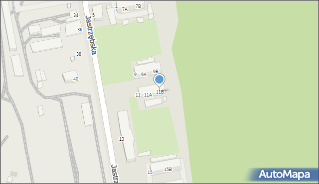 Rybnik, Jastrzębska, 11B, mapa Rybnika