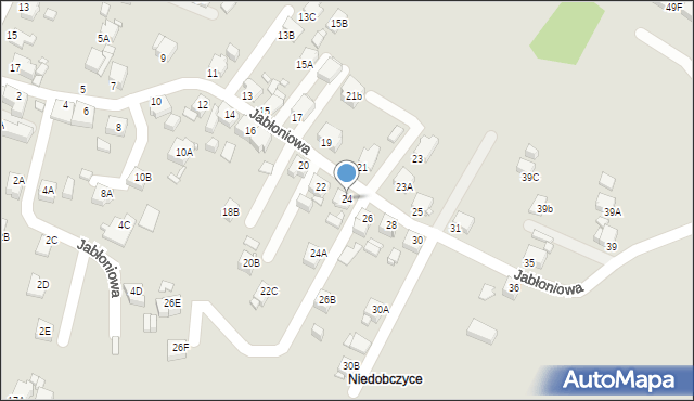 Rybnik, Jabłoniowa, 24, mapa Rybnika