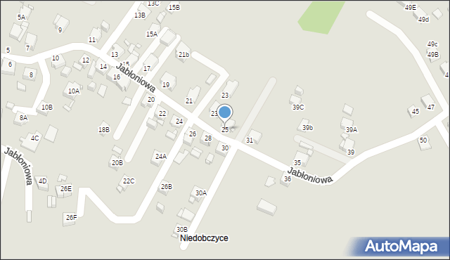 Rybnik, Jabłoniowa, 25, mapa Rybnika