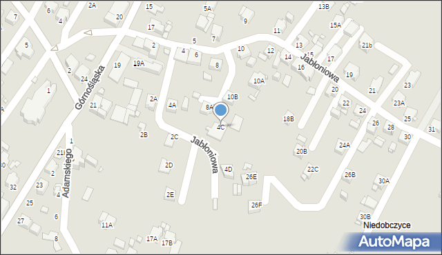 Rybnik, Jabłoniowa, 4C, mapa Rybnika