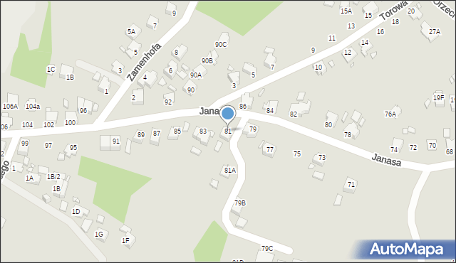 Rybnik, Janasa Brunona, mjr., 81, mapa Rybnika