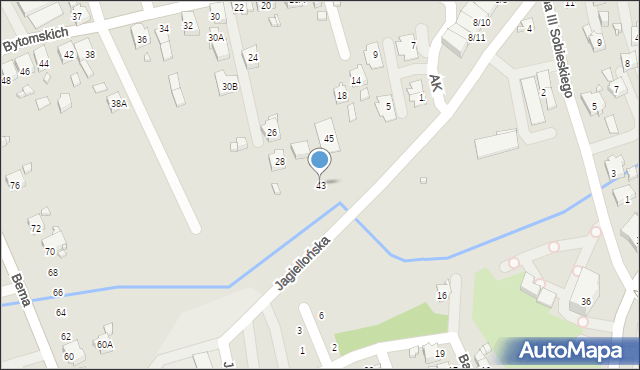 Rydułtowy, Jagiellońska, 43, mapa Rydułtowy