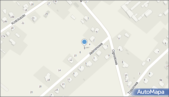 Rzekuń, Jaśminowa, 6, mapa Rzekuń