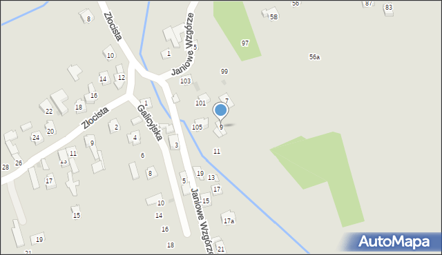 Rzeszów, Janiowe Wzgórze, 9, mapa Rzeszów