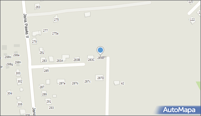 Rzeszów, Jana Pawła II, 283D, mapa Rzeszów