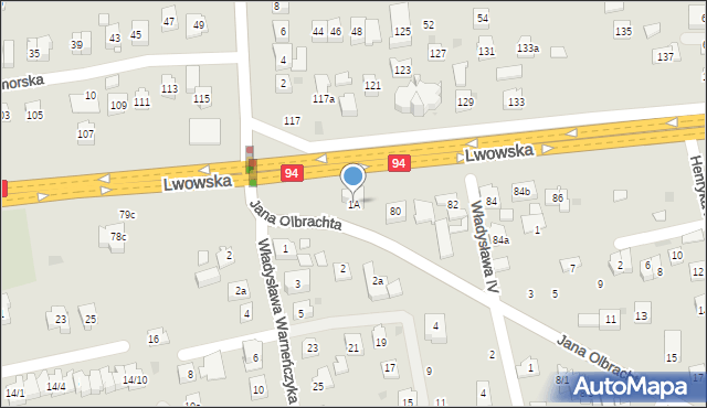 Rzeszów, Jana Olbrachta, 1A, mapa Rzeszów