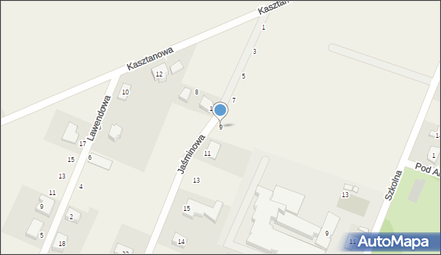 Sadków, Jaśminowa, 9, mapa Sadków