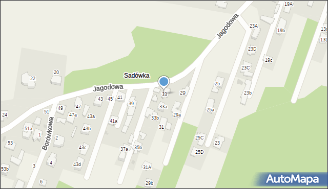 Sadowa, Jagodowa, 33, mapa Sadowa