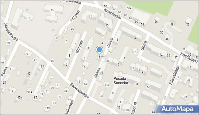 Sanok, Jasna, 8, mapa Sanok