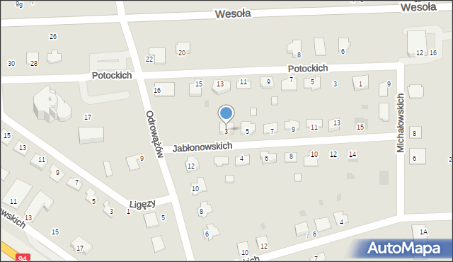 Sędziszów Małopolski, Jabłonowskich, 3, mapa Sędziszów Małopolski