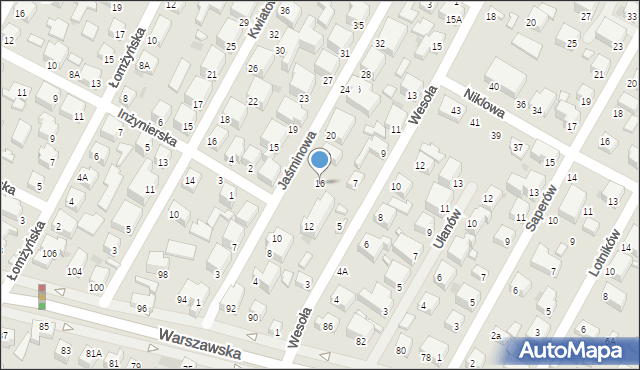 Siedlce, Jaśminowa, 16, mapa Siedlce