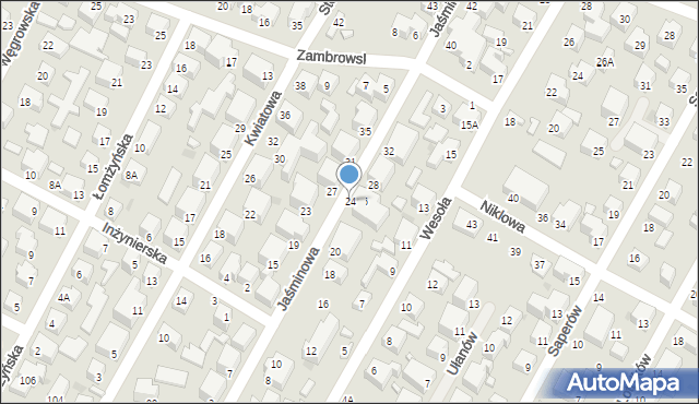 Siedlce, Jaśminowa, 24, mapa Siedlce