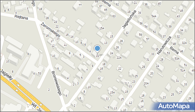 Siedlce, Jagiellońska, 11, mapa Siedlce