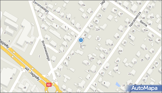 Siedlce, Jagiellońska, 12, mapa Siedlce