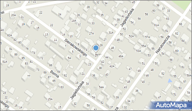 Siedlce, Jagiellońska, 25, mapa Siedlce