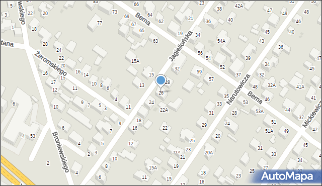 Siedlce, Jagiellońska, 26, mapa Siedlce
