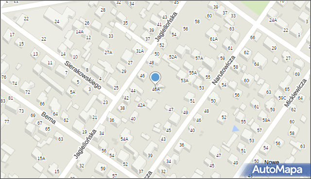 Siedlce, Jagiellońska, 46A, mapa Siedlce