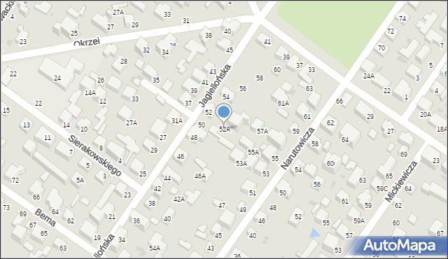 Siedlce, Jagiellońska, 52A, mapa Siedlce