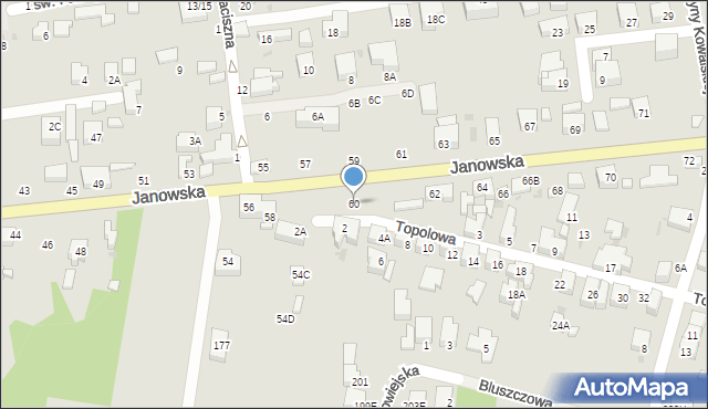 Siedlce, Janowska, 60, mapa Siedlce