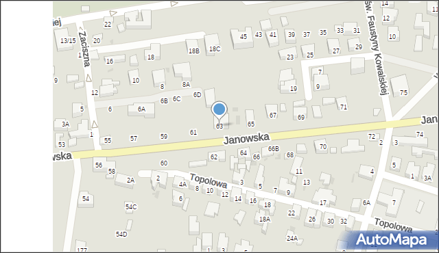 Siedlce, Janowska, 63, mapa Siedlce