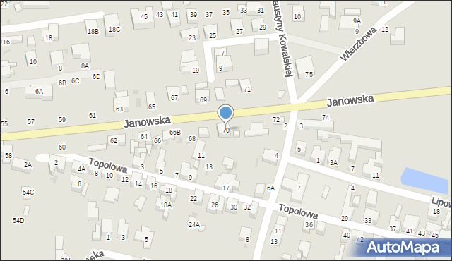 Siedlce, Janowska, 70, mapa Siedlce