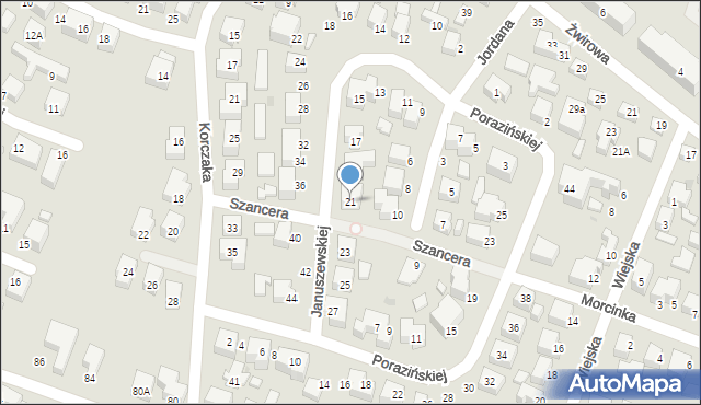 Siedlce, Januszewskiej Hanny, 21, mapa Siedlce