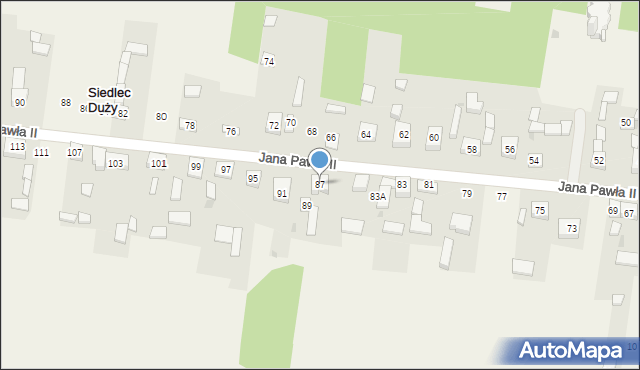Siedlec Duży, Jana Pawła II, 87, mapa Siedlec Duży
