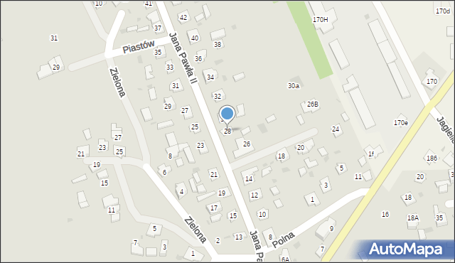 Sieniawa, Jana Pawła II, 28, mapa Sieniawa