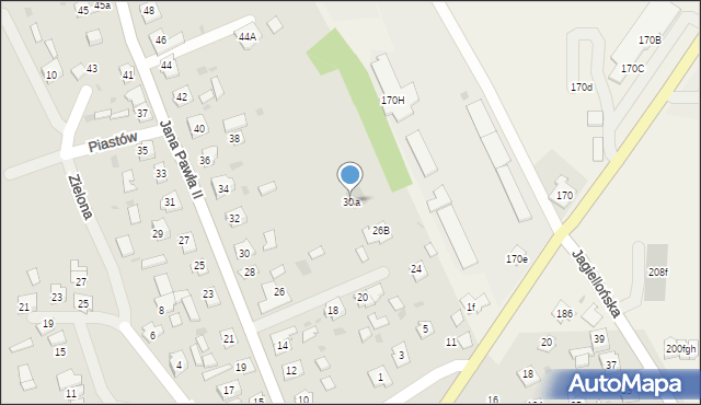 Sieniawa, Jana Pawła II, 30a, mapa Sieniawa