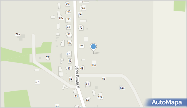 Sieniawa, Jana Pawła II, 68b, mapa Sieniawa