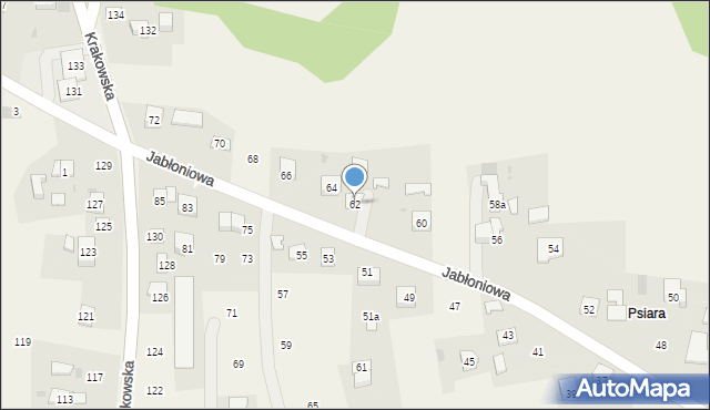 Siepraw, Jabłoniowa, 62, mapa Siepraw