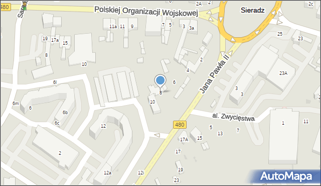Sieradz, Jana Pawła II, 8, mapa Sieradz