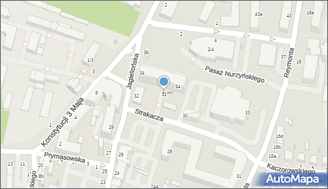 Skierniewice, Jagiellońska, 31, mapa Skierniewic