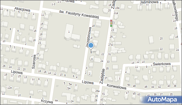 Skierniewice, Jarzębinowa, 8, mapa Skierniewic