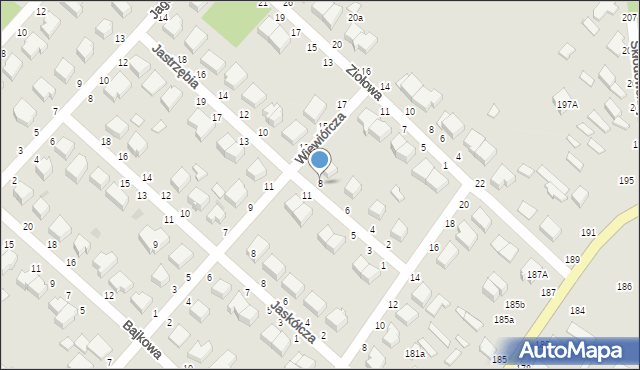 Skierniewice, Jastrzębia, 8, mapa Skierniewic