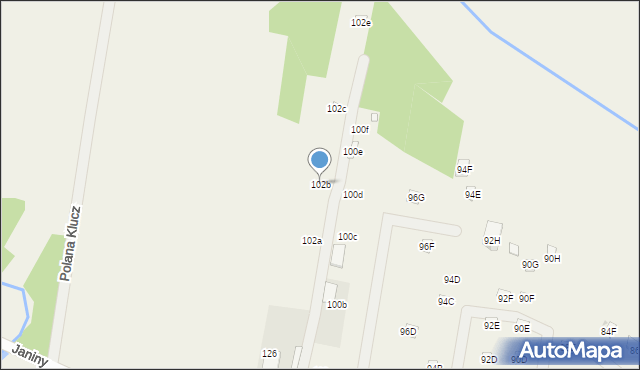 Skrzeszew, Janiny, 102b, mapa Skrzeszew