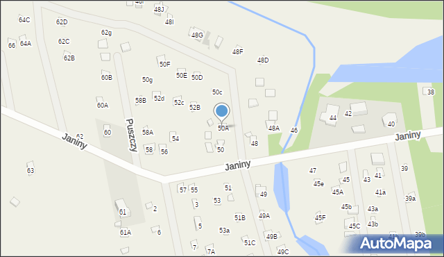 Skrzeszew, Janiny, 50A, mapa Skrzeszew