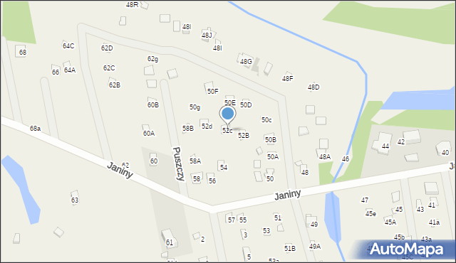 Skrzeszew, Janiny, 52c, mapa Skrzeszew