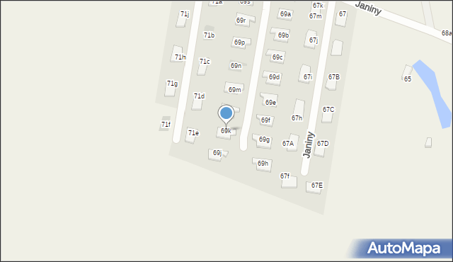 Skrzeszew, Janiny, 69k, mapa Skrzeszew