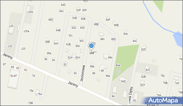 Skrzeszew, Janiny, 88B, mapa Skrzeszew