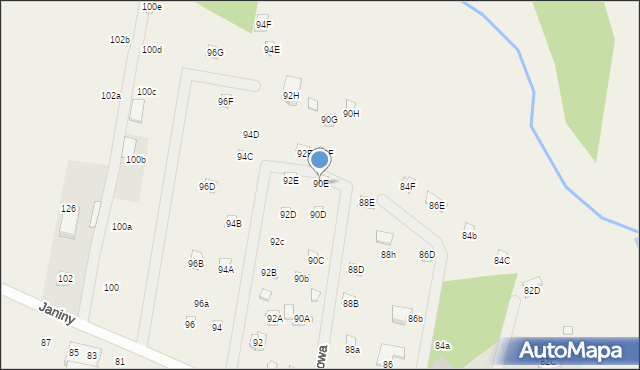 Skrzeszew, Janiny, 90E, mapa Skrzeszew