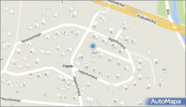Sławków, Jagiellońska, 27a, mapa Sławków