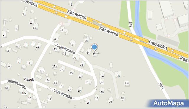 Sławków, Jagiellońska, 32, mapa Sławków