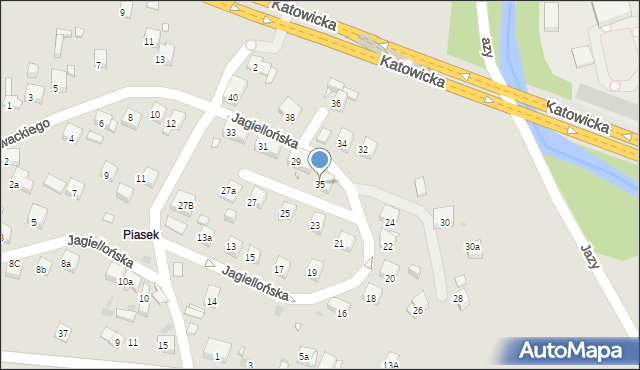 Sławków, Jagiellońska, 35, mapa Sławków