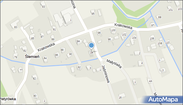 Ślemień, Jaśminowa, 1a, mapa Ślemień