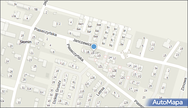 Słomin, Janczewicka, 1E, mapa Słomin